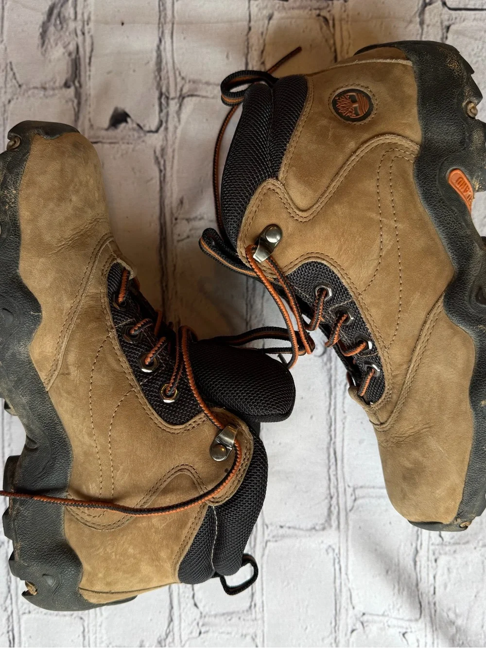 Timberland Women’s Leather Hiking Boots Lace Up Hightop GorpCore Size 6M Granola